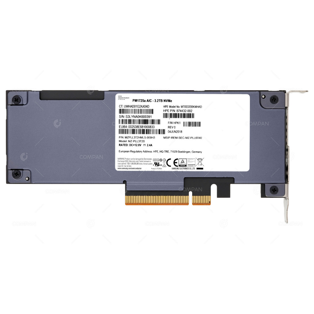 MZ-PLL3T20 SAMSUNG 3.2TB PM1725A NVME PCIE 3.0 SSD TLC GEN 4 MZPLL3T2HMLS-000H3, MT003200KWHAD, PM1725A